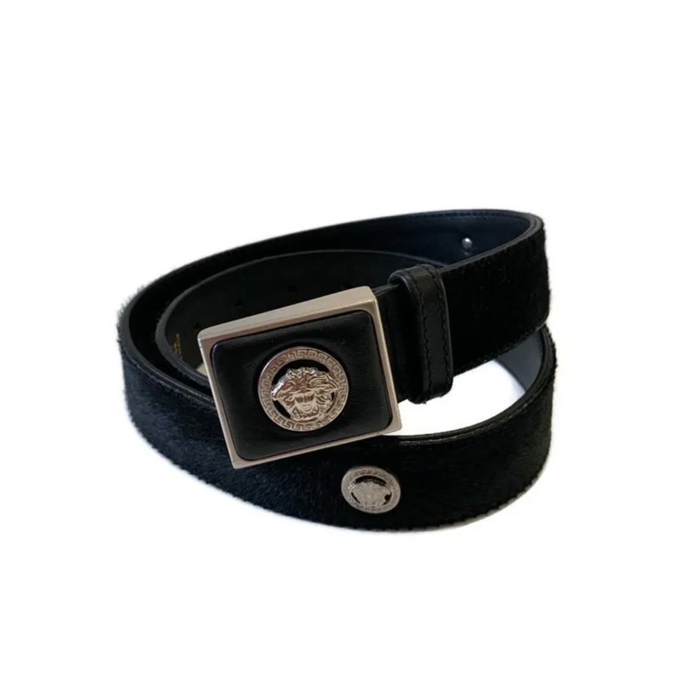 Gianni Versace Vintage 90s Black Horsehair Belt